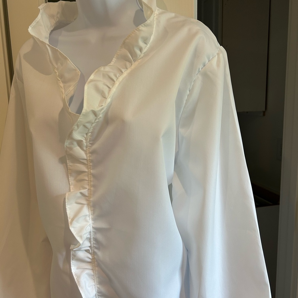 Elegant White Ruffled Blouse